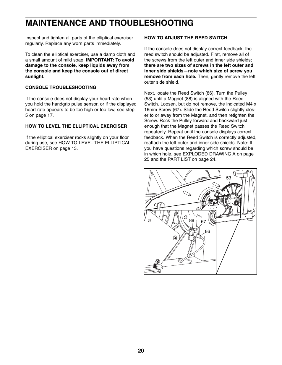 Maintenance and troubleshooting | NordicTrack NTCW90907.0 User Manual | Page 20 / 28