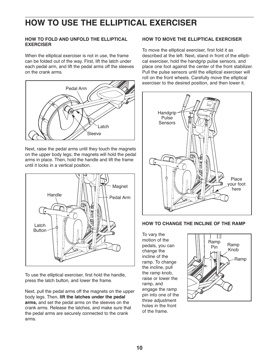 How to use the elliptical exerciser | NordicTrack Audiostrider NTEL7706.1 User Manual | Page 10 / 24
