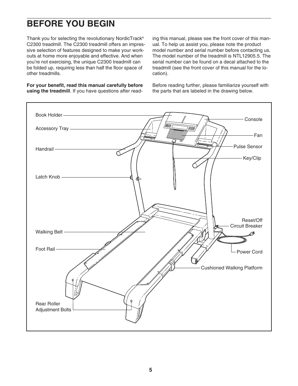 Before you begin | NordicTrack C2300 NTL12905.5 User Manual | Page 5 / 38