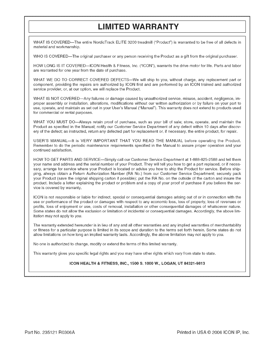 Limited warranty | NordicTrack NTL21905.0 User Manual | Page 38 / 38