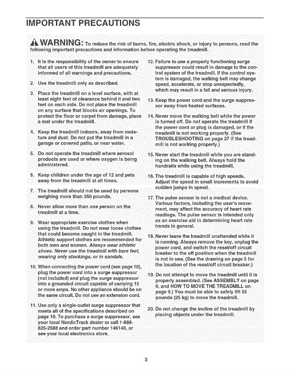 Important precautions, Important precautions ik warning | NordicTrack NTL17950 User Manual | Page 3 / 34