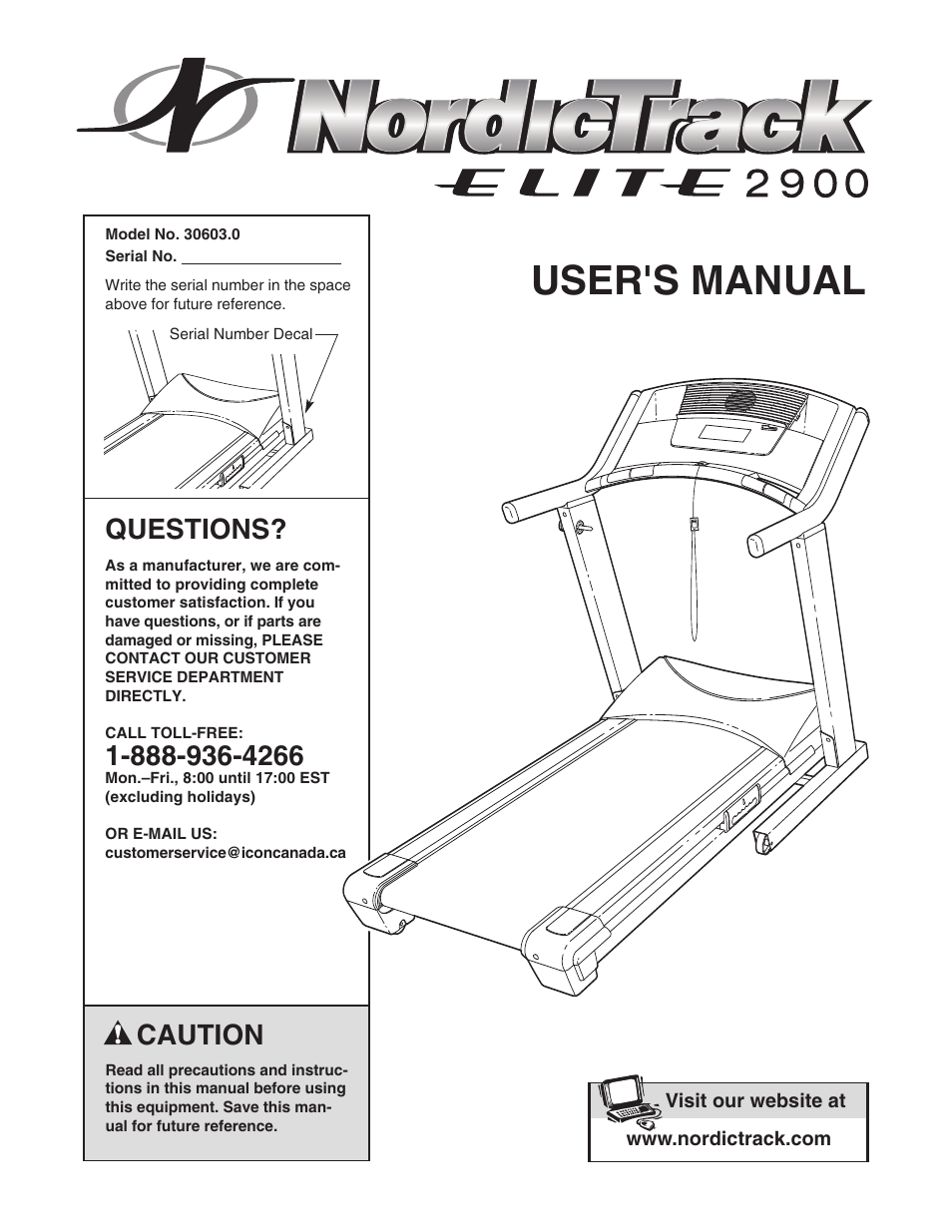 NordicTrack ELITE 2900 0603.0 User Manual | 34 pages