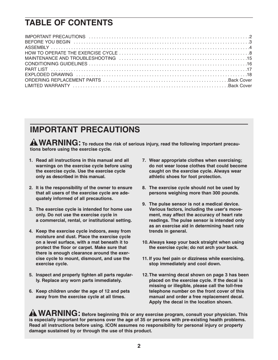 NordicTrack AudioRider NTEX4196.0 User Manual | Page 2 / 20