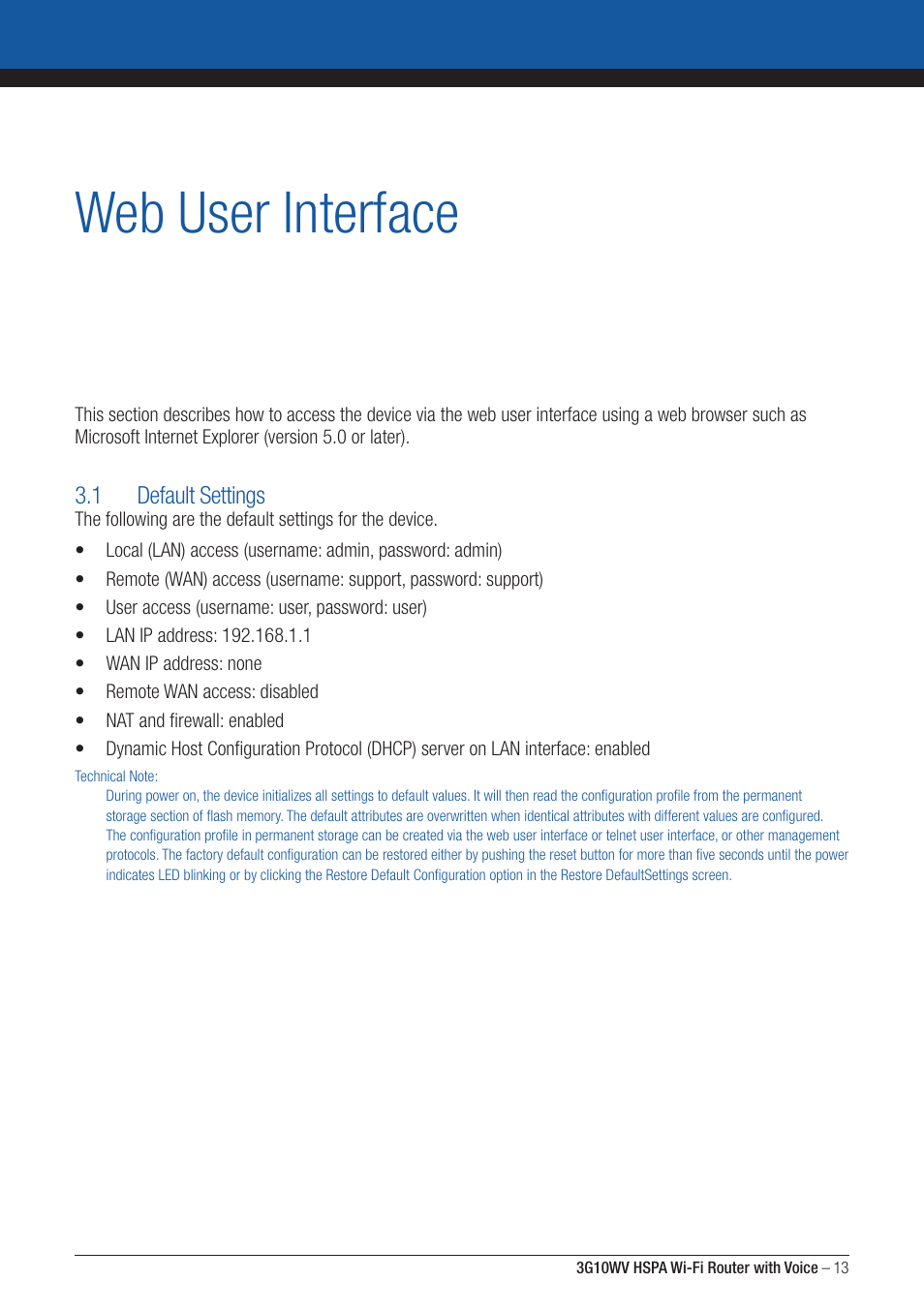 Web user interface | NordicTrack ROUTER WITH VOICE 3G10WV User Manual | Page 13 / 96
