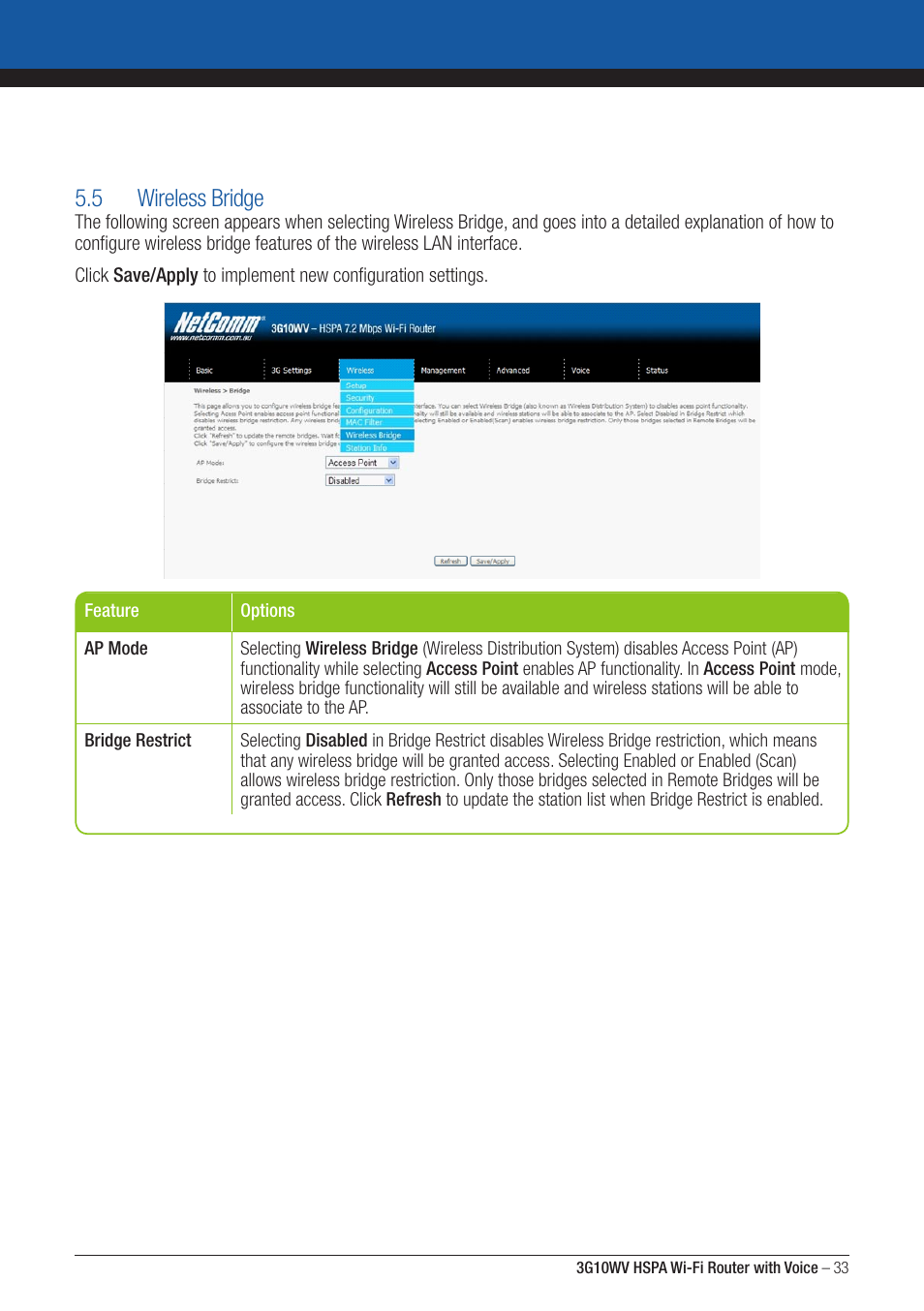 5 wireless bridge | NordicTrack ROUTER WITH VOICE 3G10WV User Manual | Page 33 / 96