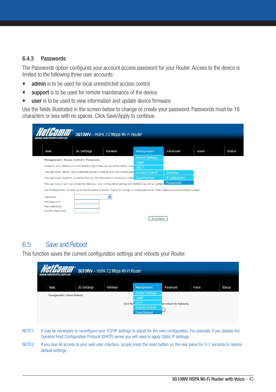 5 save and reboot | NordicTrack ROUTER WITH VOICE 3G10WV User Manual | Page 43 / 96