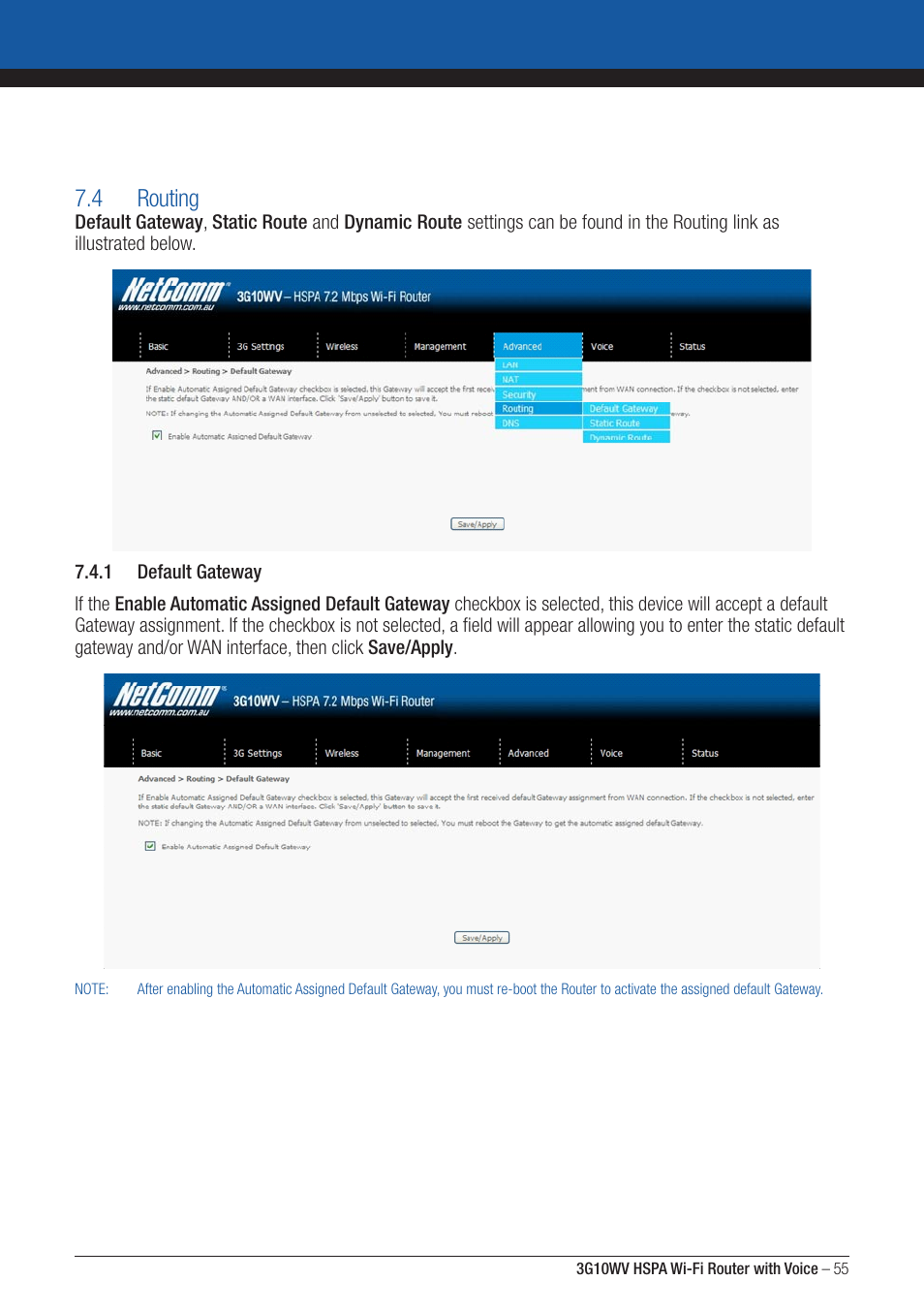 4 routing | NordicTrack ROUTER WITH VOICE 3G10WV User Manual | Page 55 / 96