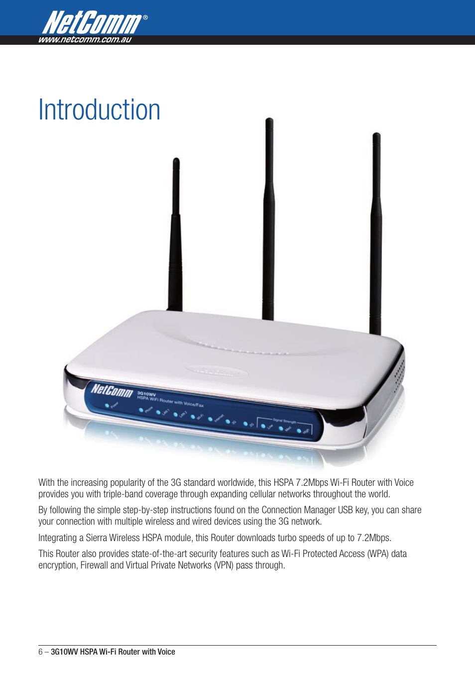 Introduction | NordicTrack ROUTER WITH VOICE 3G10WV User Manual | Page 6 / 96