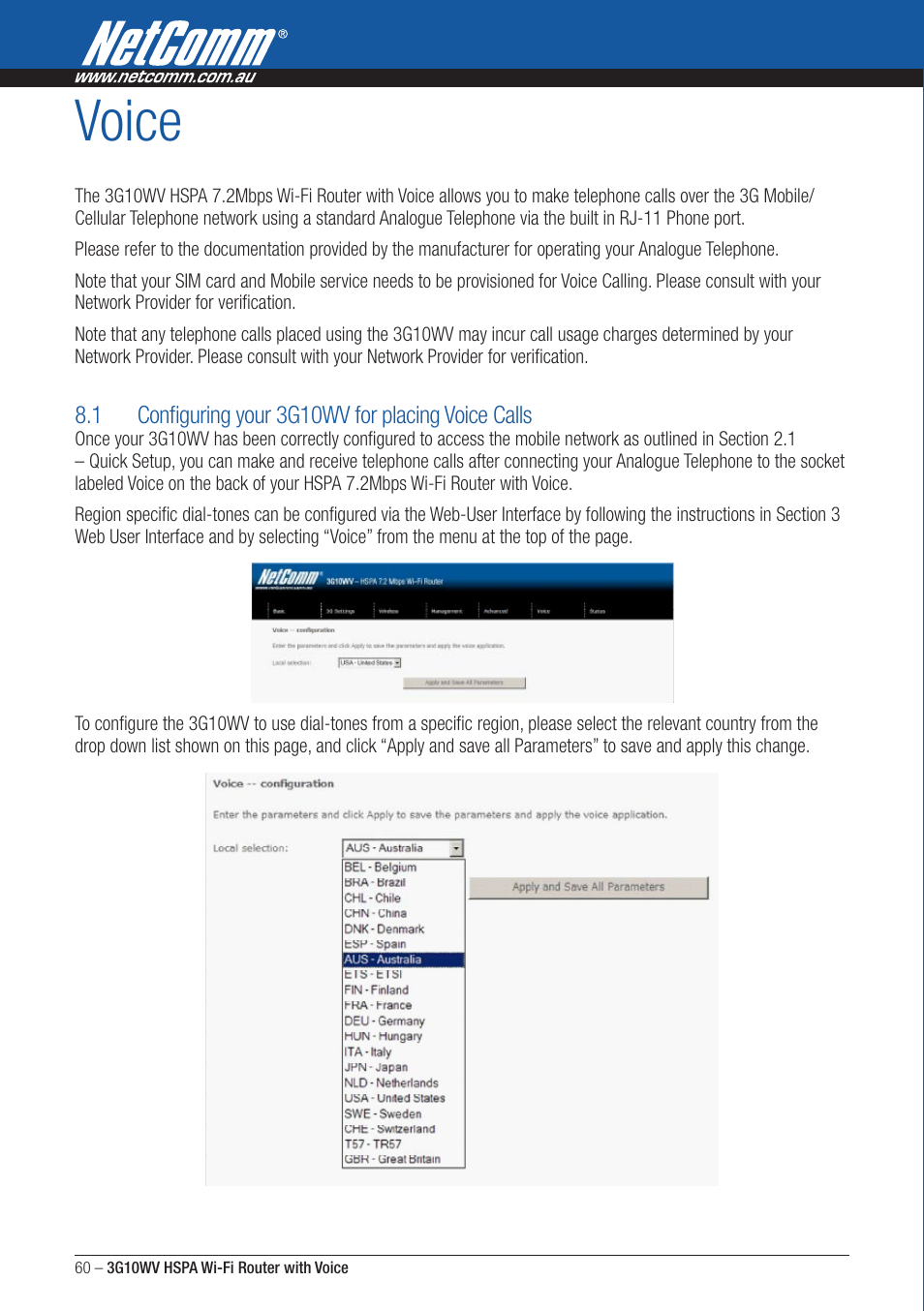 Voice | NordicTrack ROUTER WITH VOICE 3G10WV User Manual | Page 60 / 96