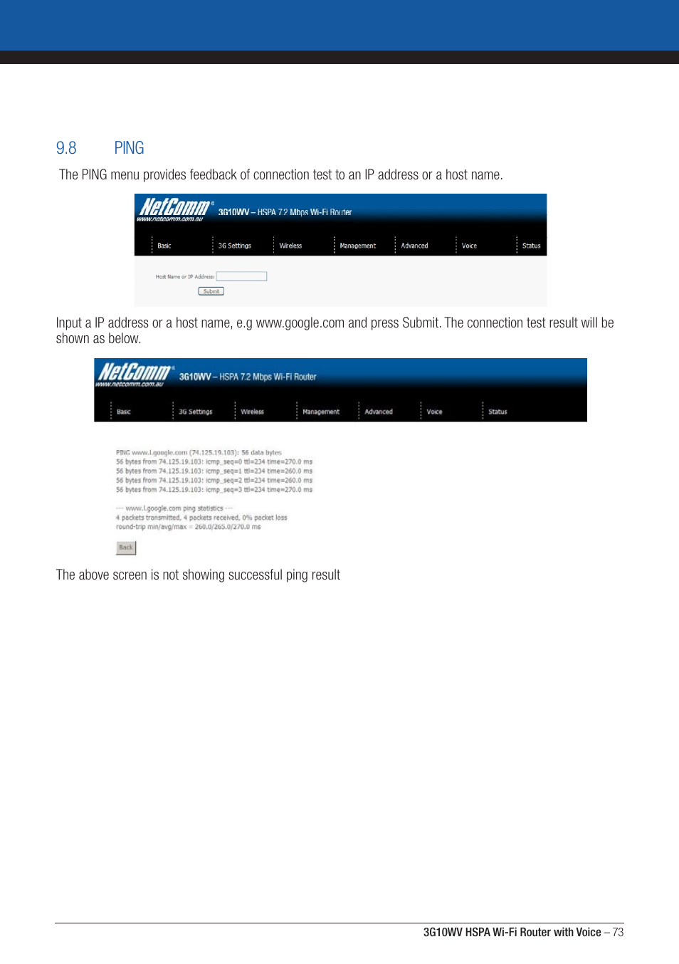 NordicTrack ROUTER WITH VOICE 3G10WV User Manual | Page 73 / 96