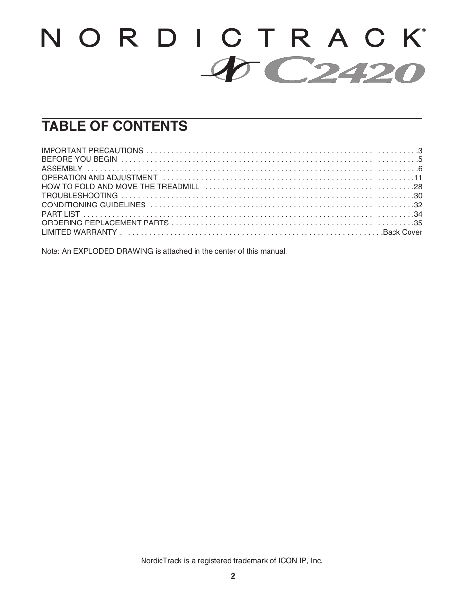 NordicTrack NTL14950 User Manual | Page 2 / 38