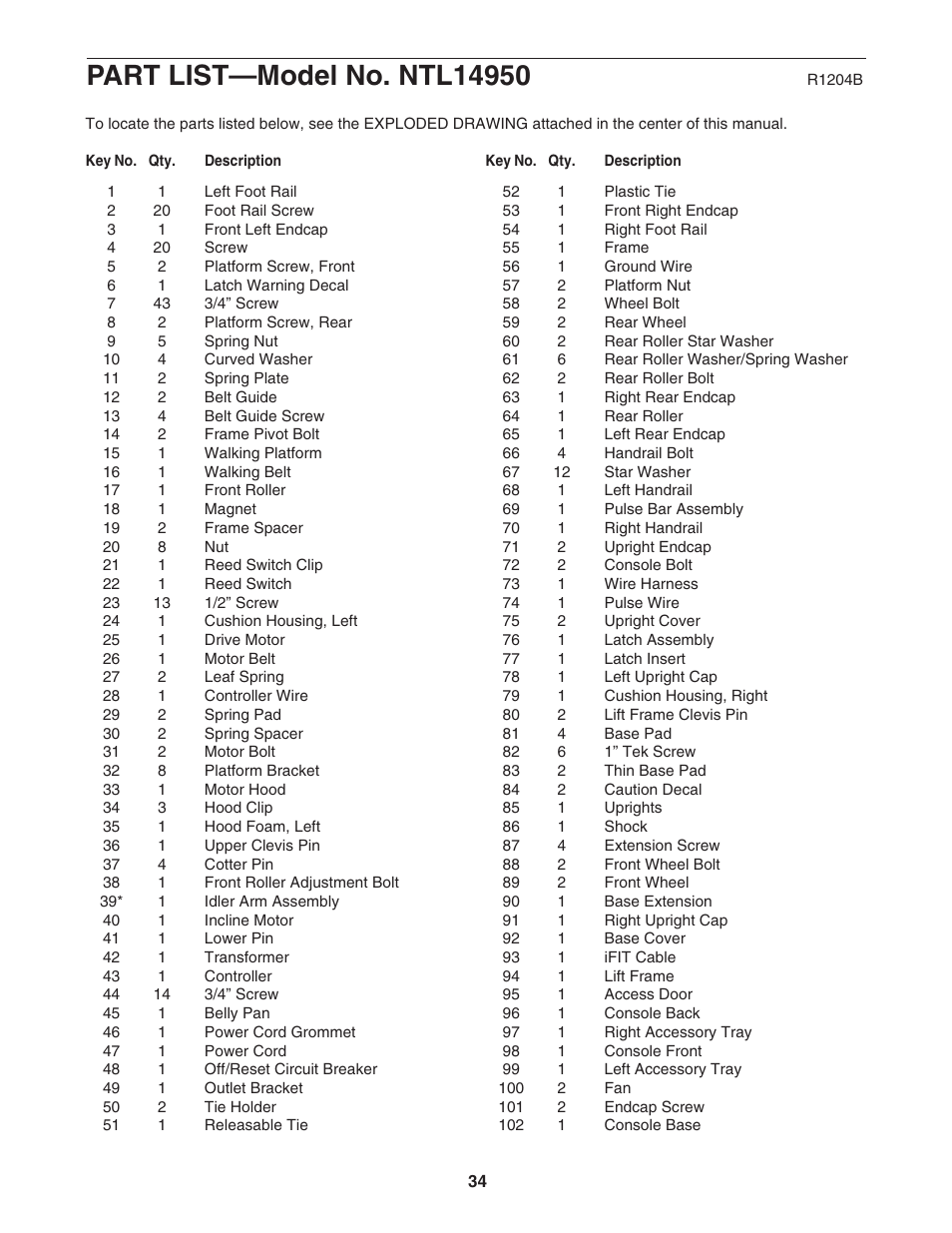 NordicTrack NTL14950 User Manual | Page 34 / 38