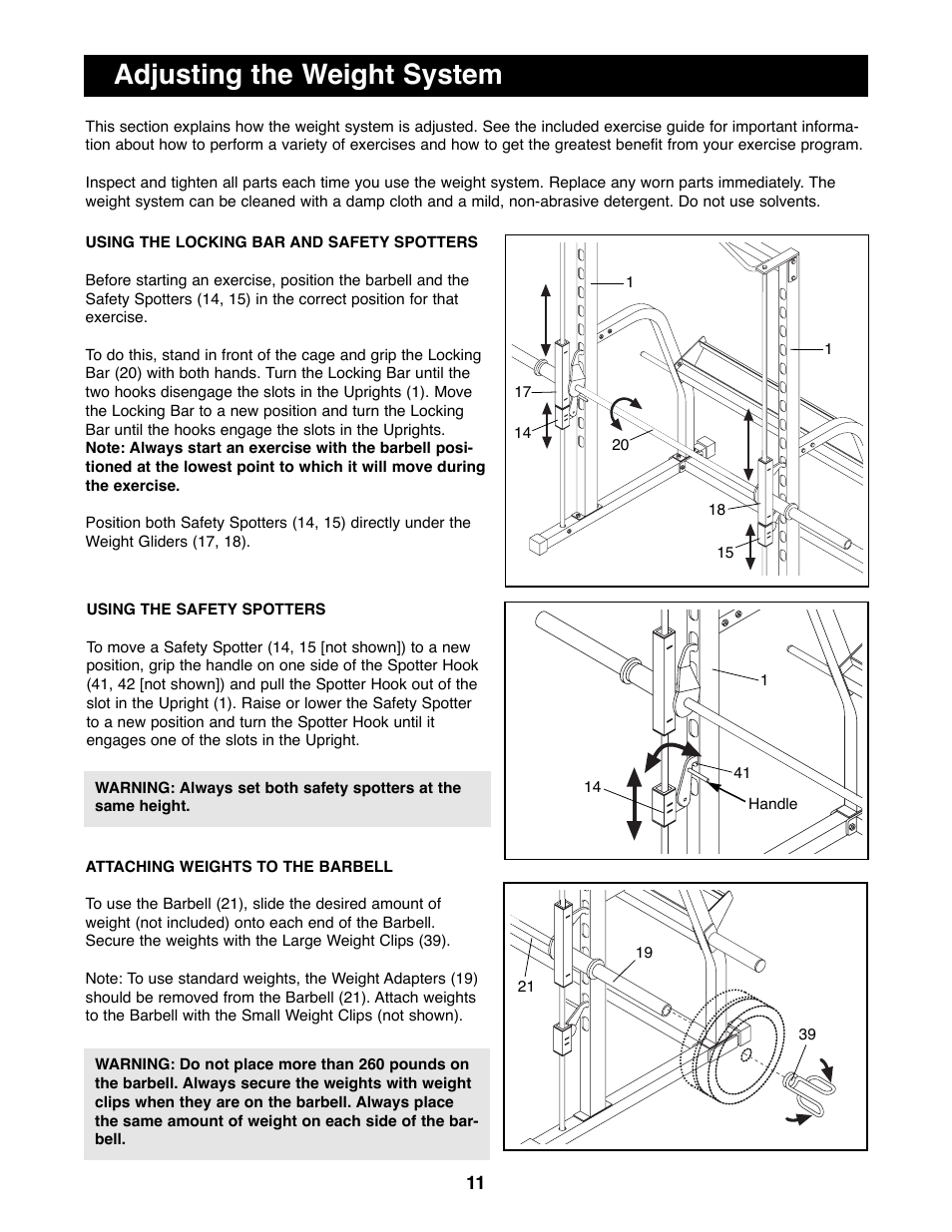 Adjusting the weight system | NordicTrack NTBE04990 User Manual | Page 11 / 14