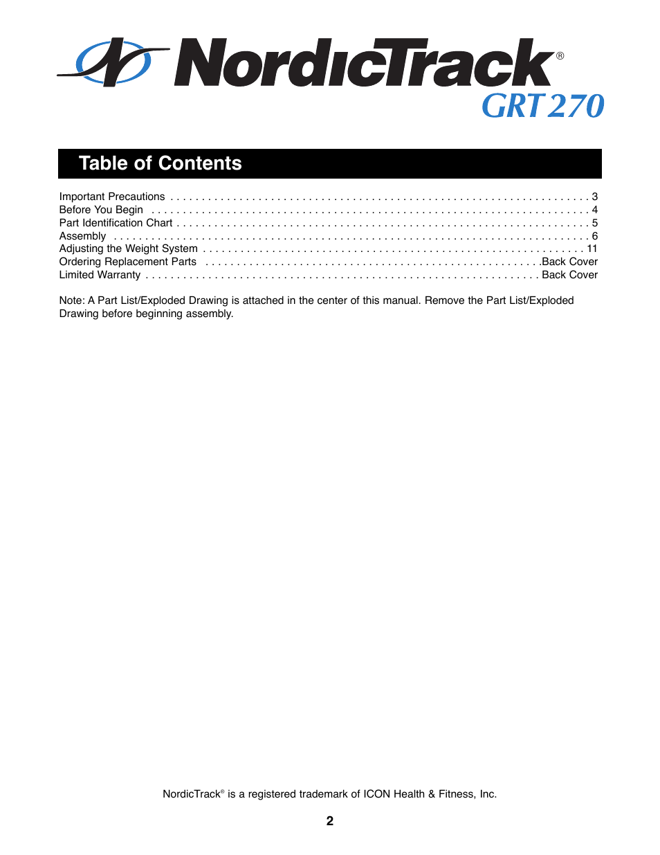 NordicTrack NTBE04990 User Manual | Page 2 / 14