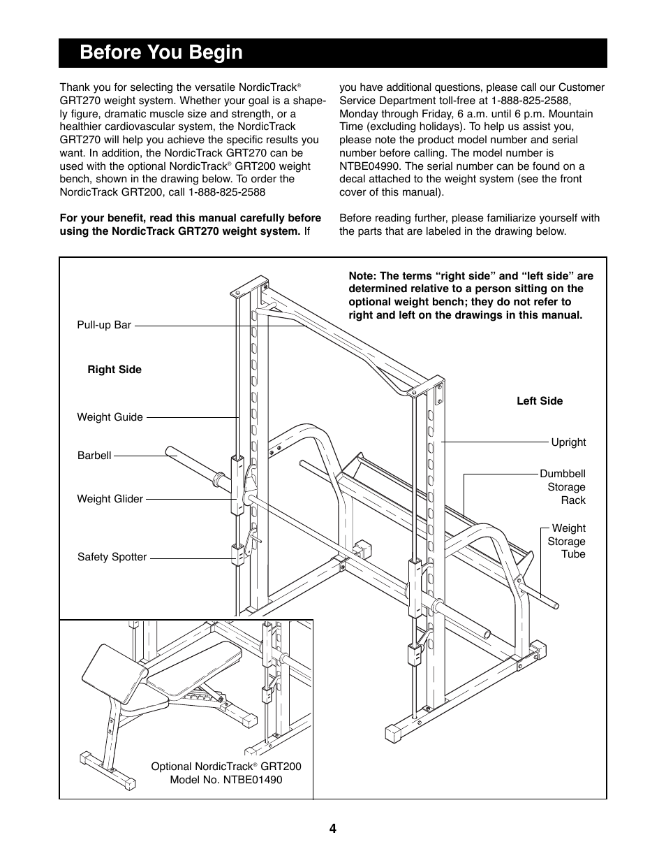 Before you begin | NordicTrack NTBE04990 User Manual | Page 4 / 14