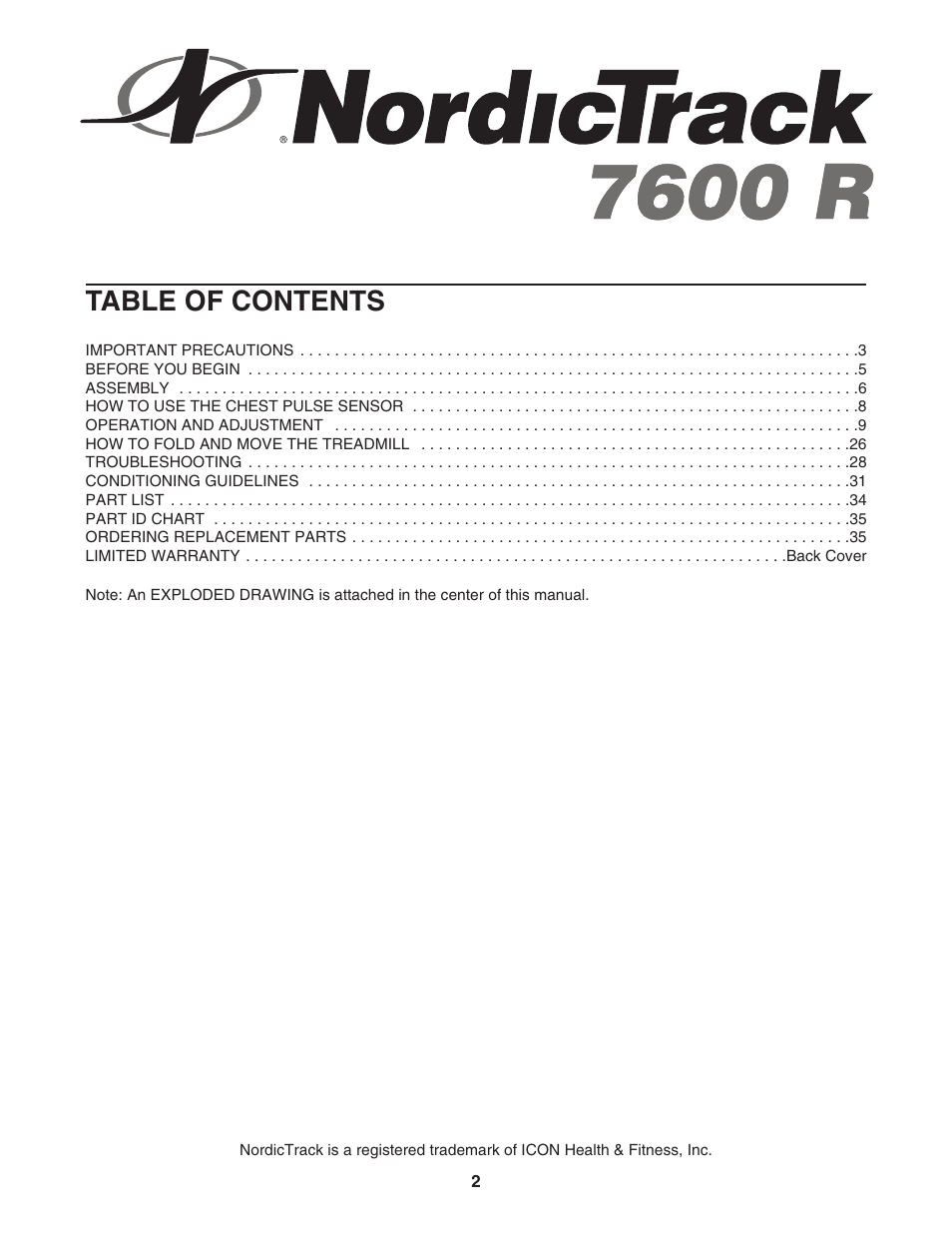 NordicTrack NTL22840 User Manual | Page 2 / 38