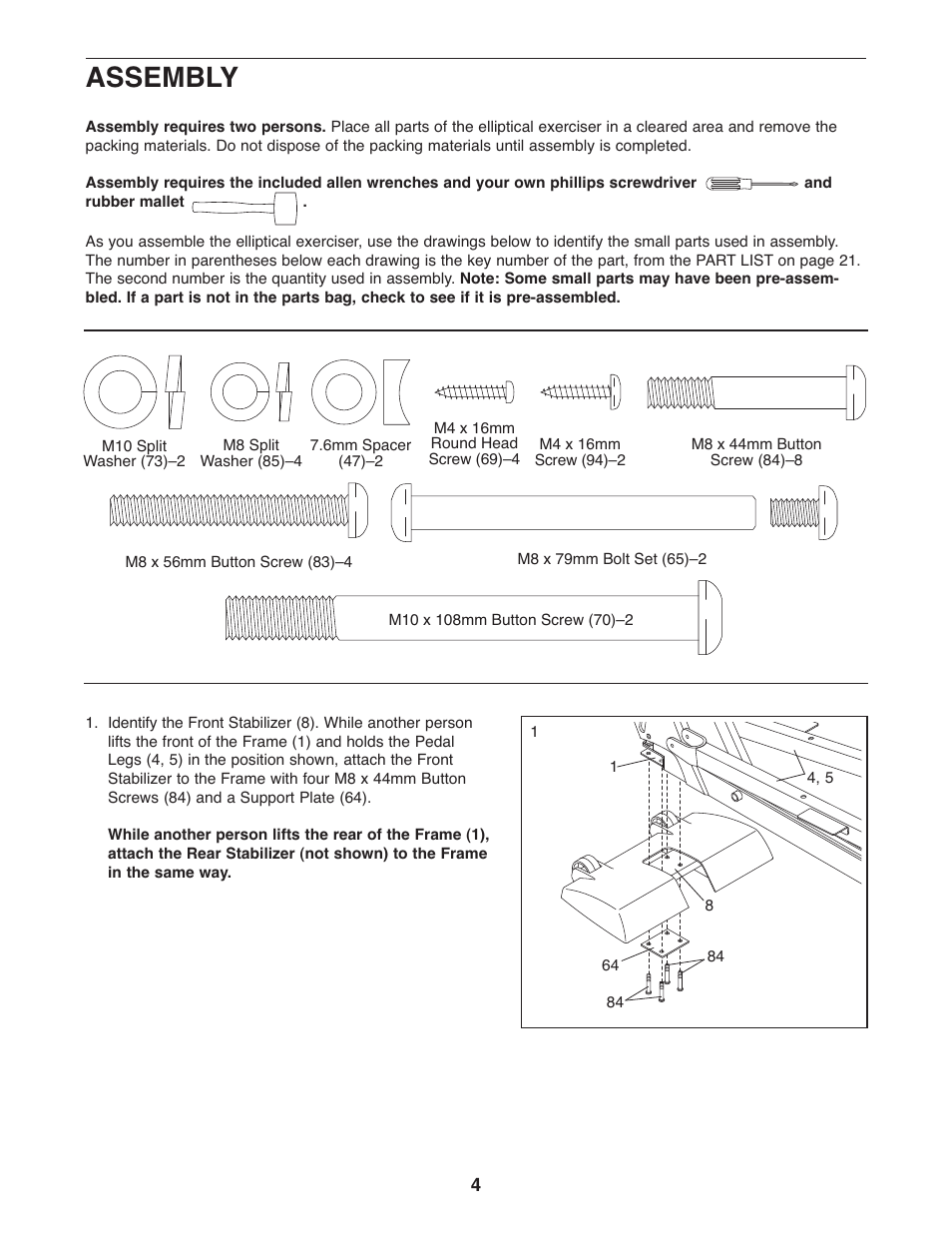 Assembly | NordicTrack CX 938 NEL5095.2 User Manual | Page 4 / 24