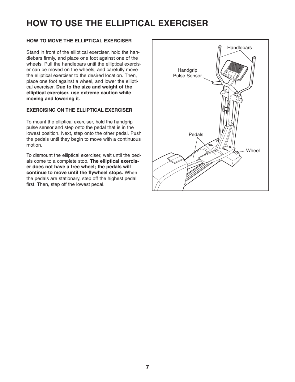 How to use the elliptical exerciser | NordicTrack CX 938 NEL5095.2 User Manual | Page 7 / 24