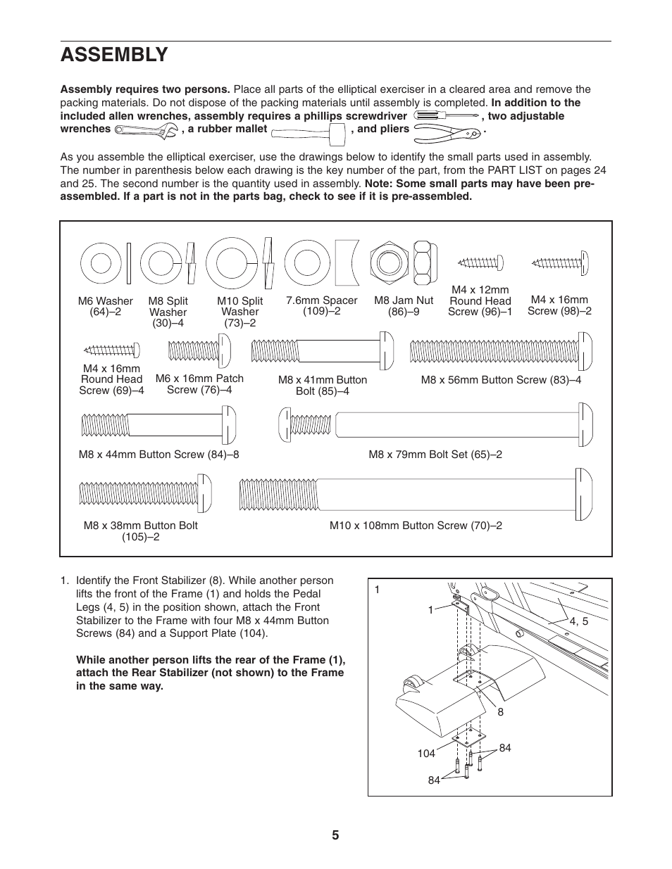 Assembly | NordicTrack CX 998 NEL7095.2 User Manual | Page 5 / 28