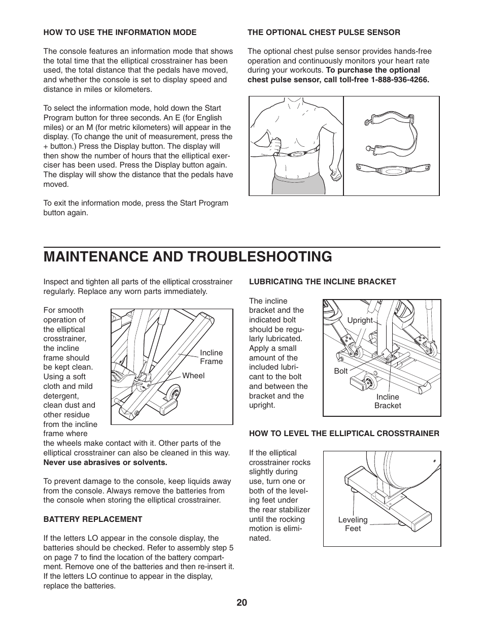 Maintenance and troubleshooting | NordicTrack NTCCEL59011 User Manual | Page 20 / 24
