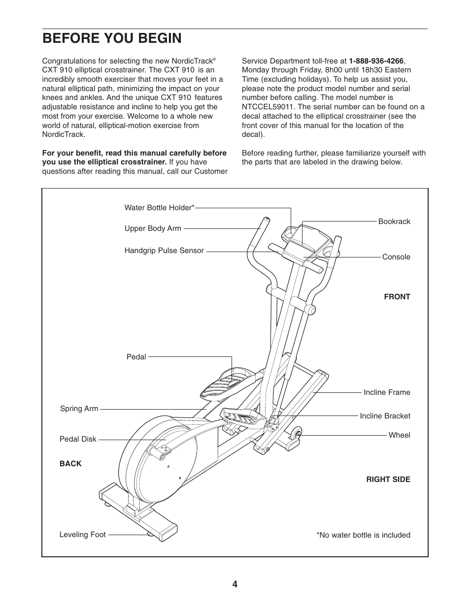Before you begin | NordicTrack NTCCEL59011 User Manual | Page 4 / 24
