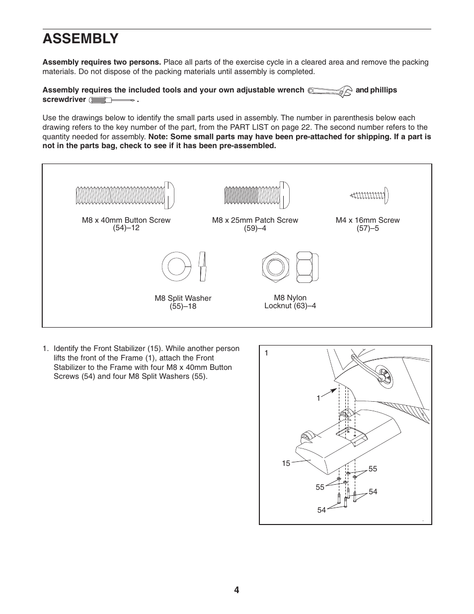 Assembly | NordicTrack SL 705 NTC05940 User Manual | Page 4 / 24