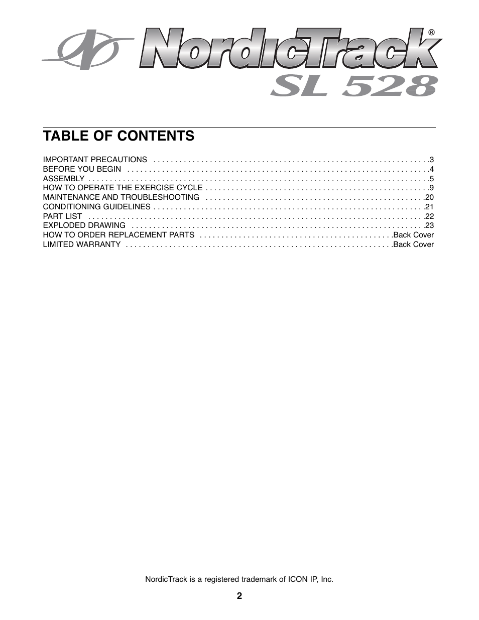 NordicTrack NTC3015.0 User Manual | Page 2 / 24