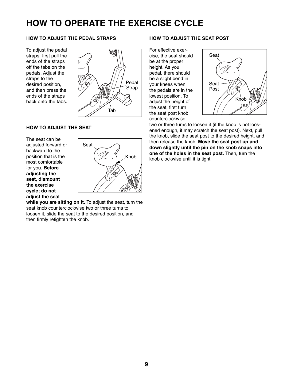 How to operate the exercise cycle | NordicTrack NTC3015.0 User Manual | Page 9 / 24