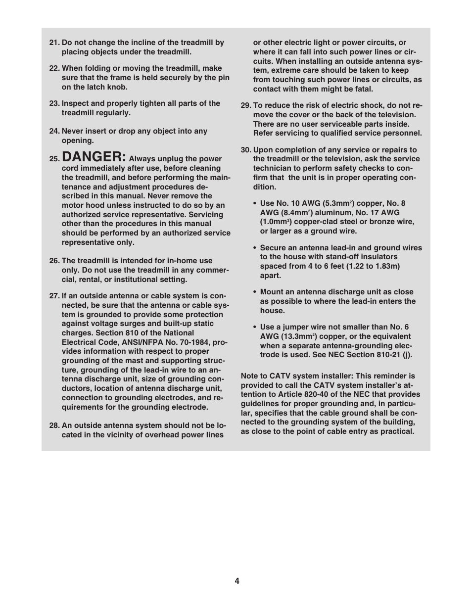 Danger | NordicTrack ViewPoint NTL11806.0 User Manual | Page 4 / 40