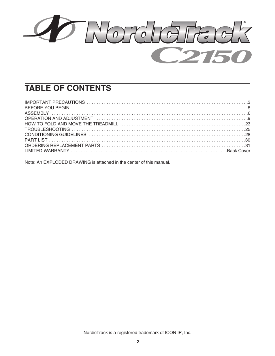 NordicTrack NTL10805.2 User Manual | Page 2 / 34