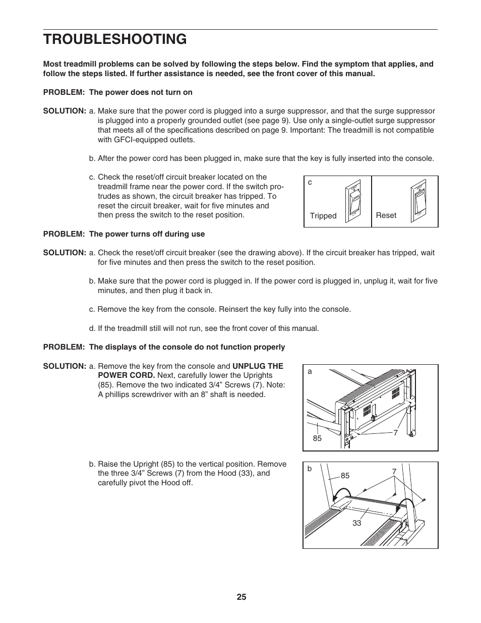 Troubleshooting | NordicTrack C2150 NTL10805.0 User Manual | Page 25 / 34