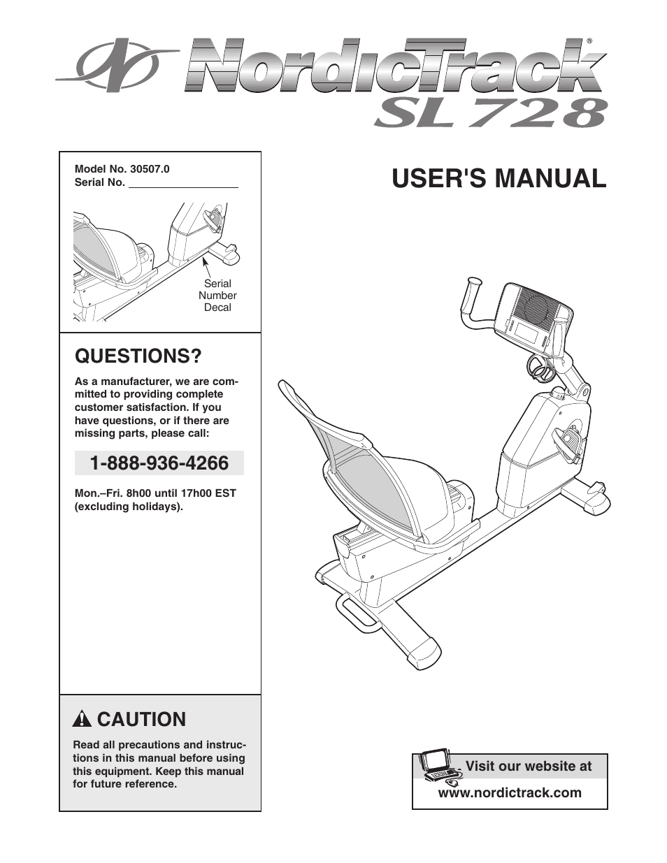 NordicTrack EXERCISE CYCLE 30507.0 User Manual | 24 pages