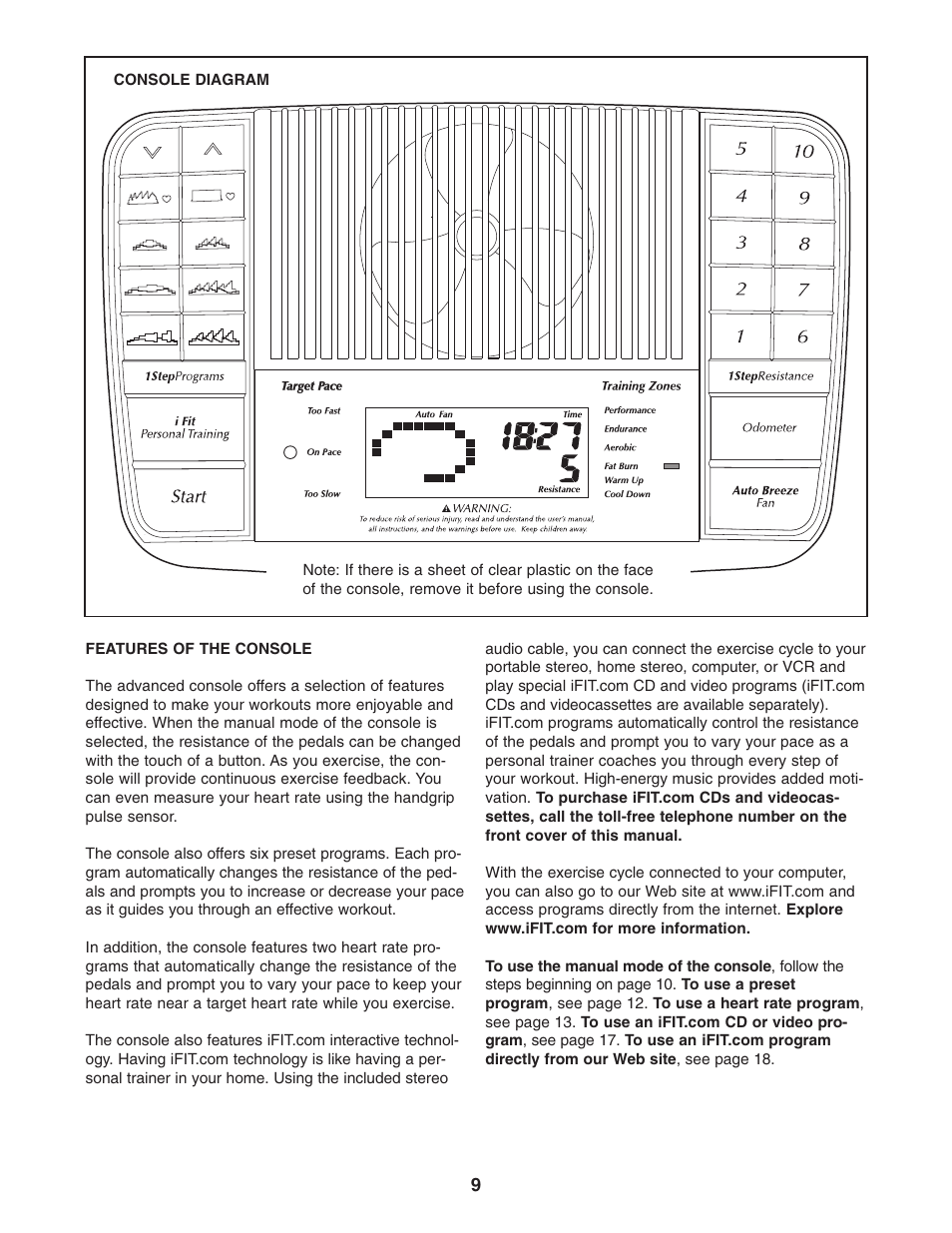 NordicTrack EXERCISE CYCLE 30507.0 User Manual | Page 9 / 24