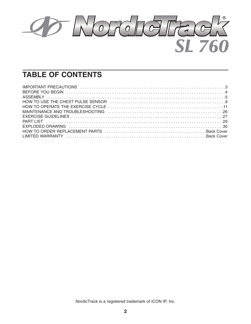 NordicTrack NTC89021 User Manual | Page 2 / 32