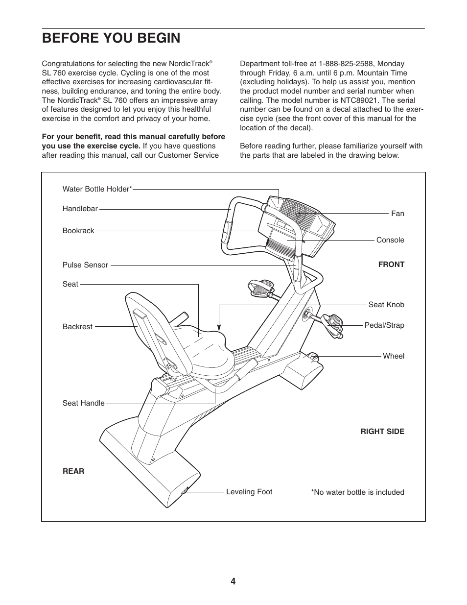 Before you begin | NordicTrack NTC89021 User Manual | Page 4 / 32