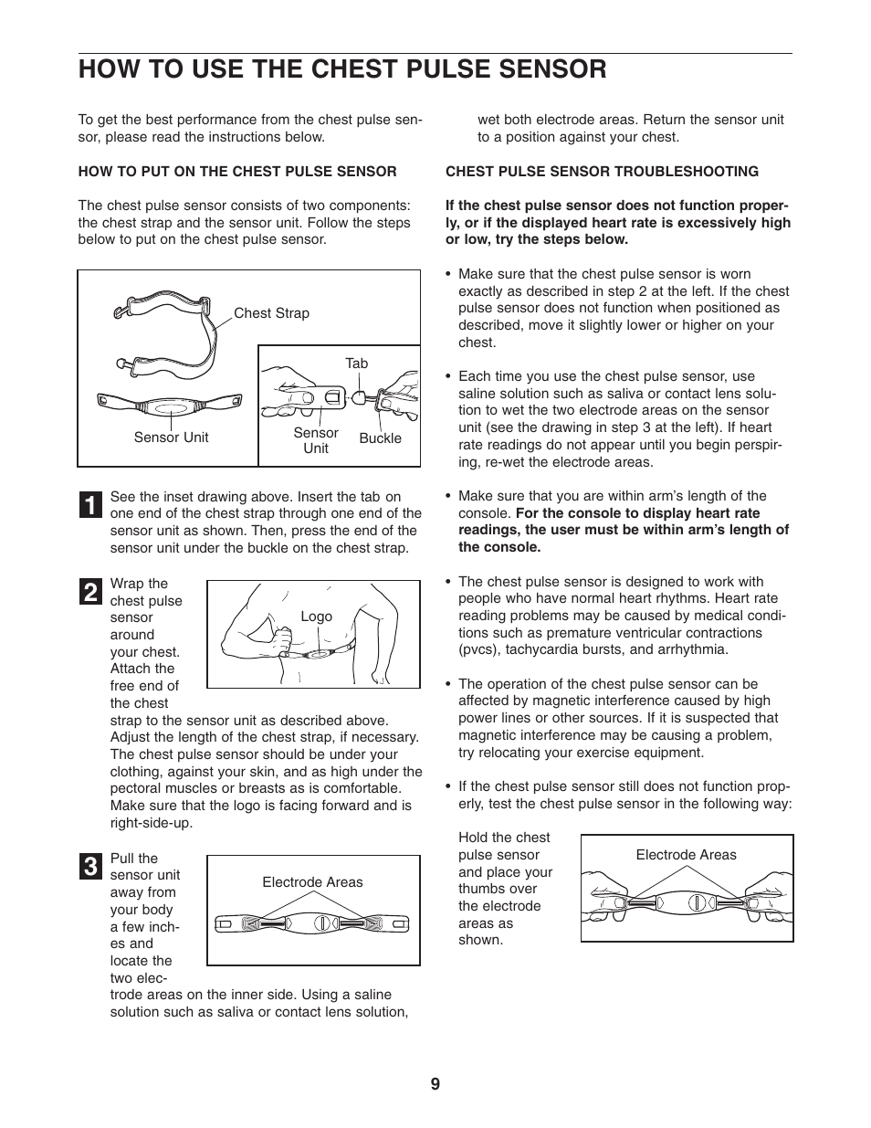 How to use the chest pulse sensor | NordicTrack NTC89021 User Manual | Page 9 / 32