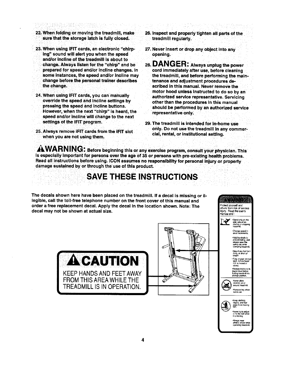 Danger, Awarning, Save these instructions | NordicTrack C2255 NTL07806.2 User Manual | Page 4 / 32