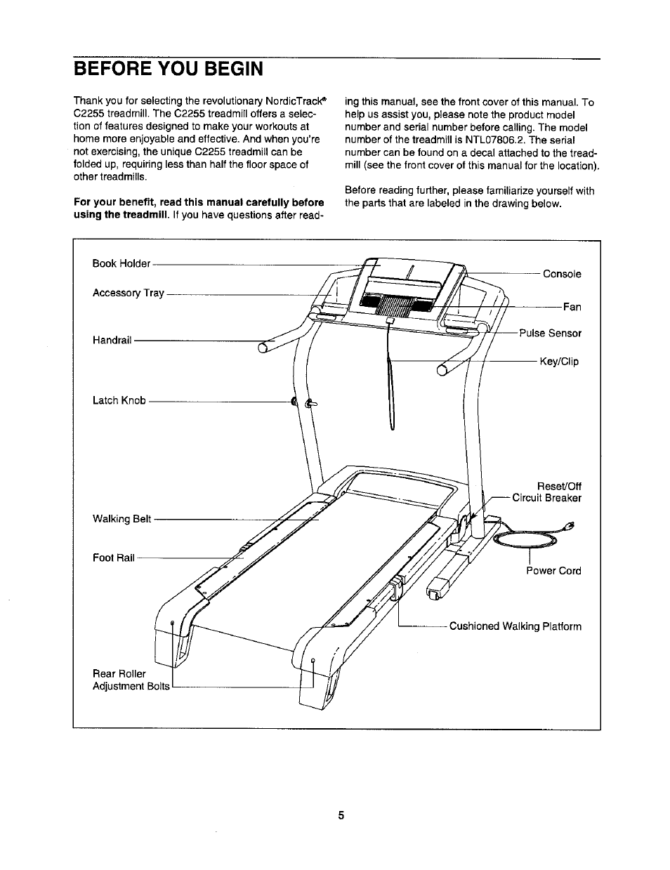 Before you begin | NordicTrack C2255 NTL07806.2 User Manual | Page 5 / 32