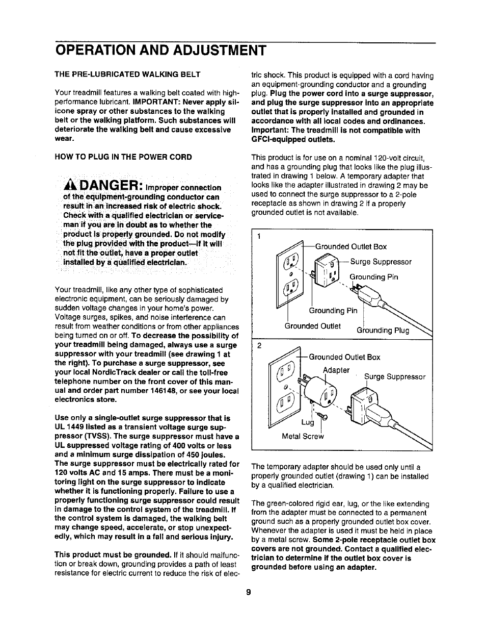 Operation and adjustment, A danger | NordicTrack C2255 NTL07806.2 User Manual | Page 9 / 32