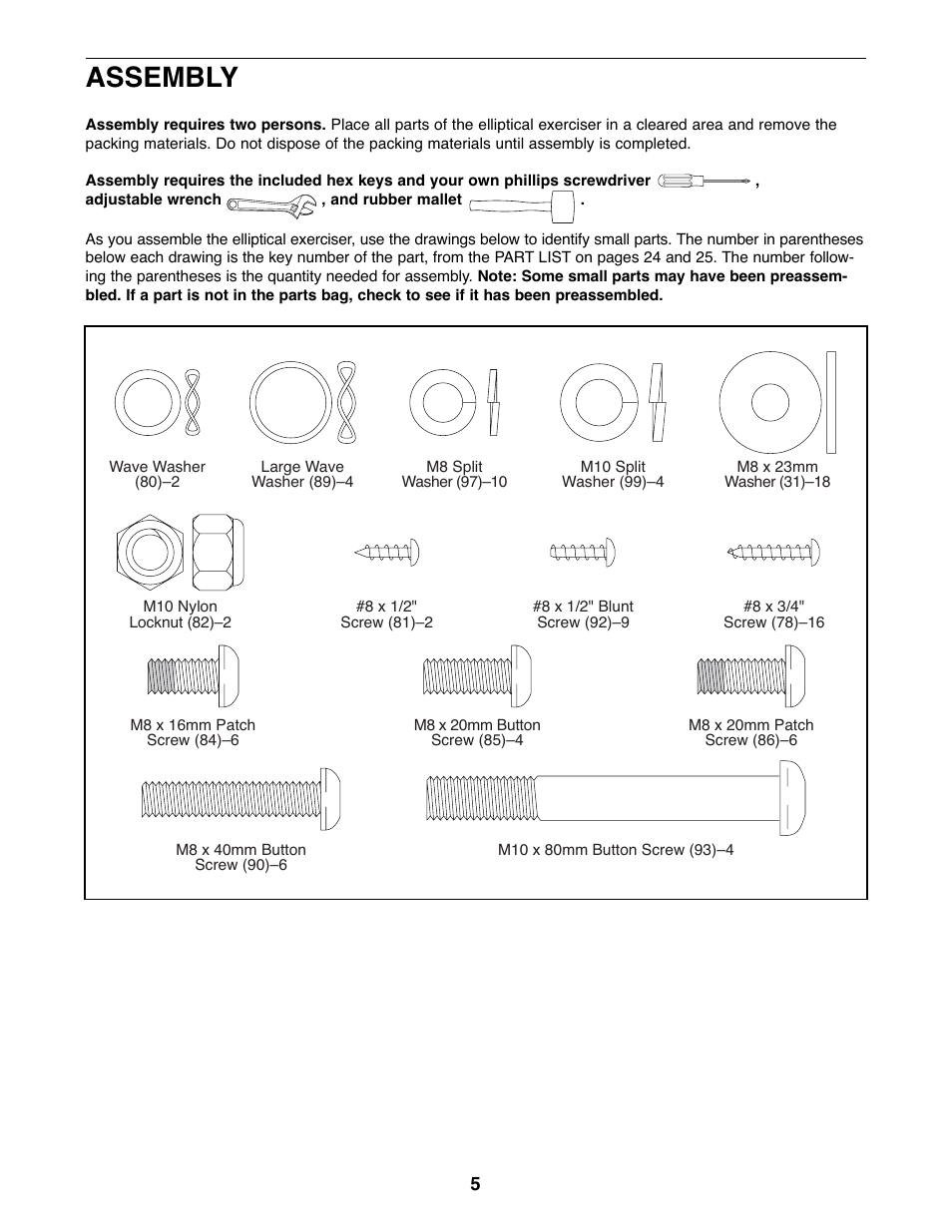 Assembly | NordicTrack Audiostrider NTEL7506.2 User Manual | Page 5 / 28