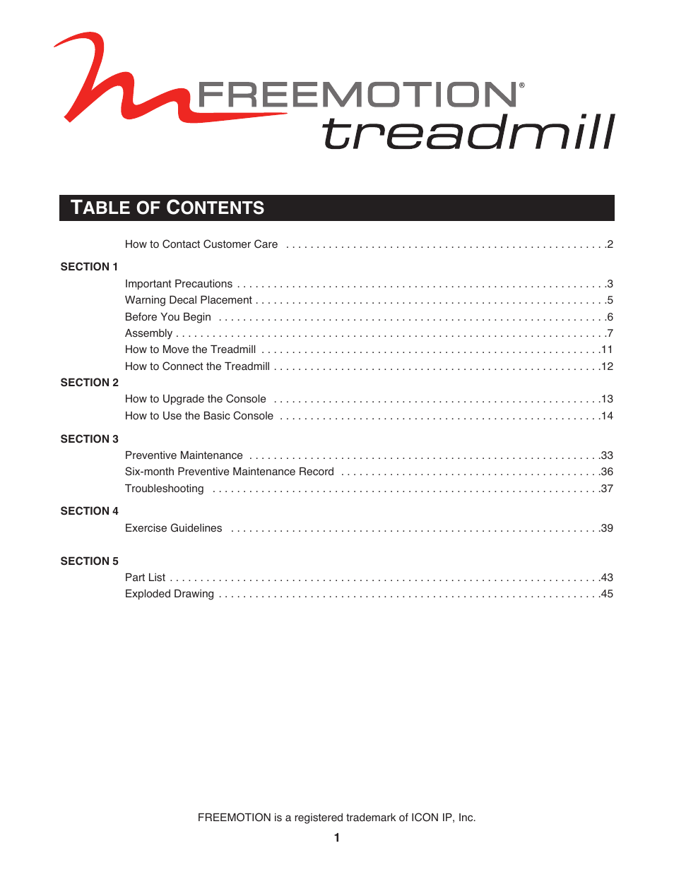 Able of, Ontents | NordicTrack None User Manual | Page 3 / 52