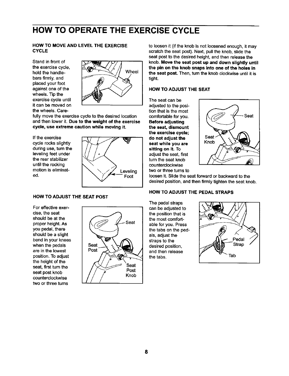 How то operate the exercise cycle, How to operate the exercise cycle | NordicTrack NTC59020 User Manual | Page 8 / 24