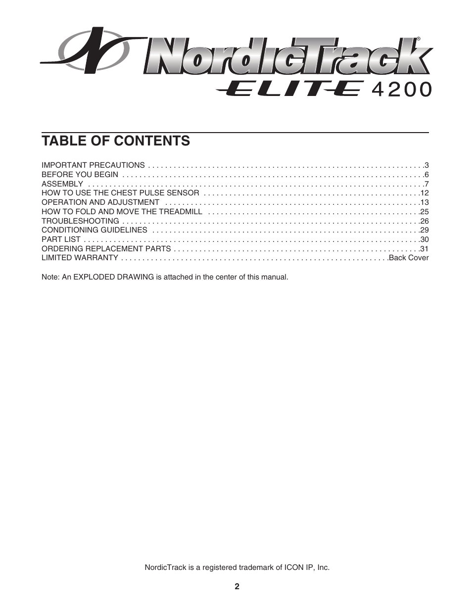 NordicTrack ELITE NTL19806.0 User Manual | Page 2 / 34