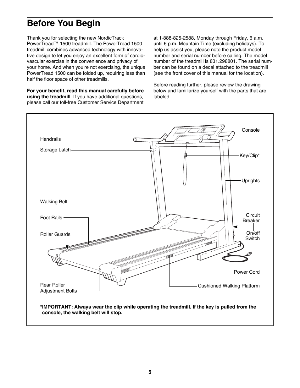 Before you begin | NordicTrack 1500 User Manual | Page 5 / 26