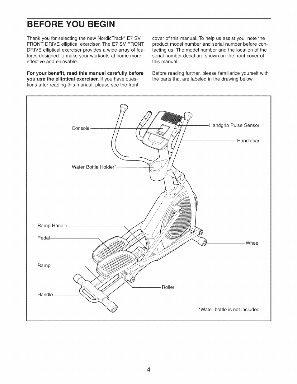 Before you begin | NordicTrack NTEL07808.1 User Manual | Page 4 / 28