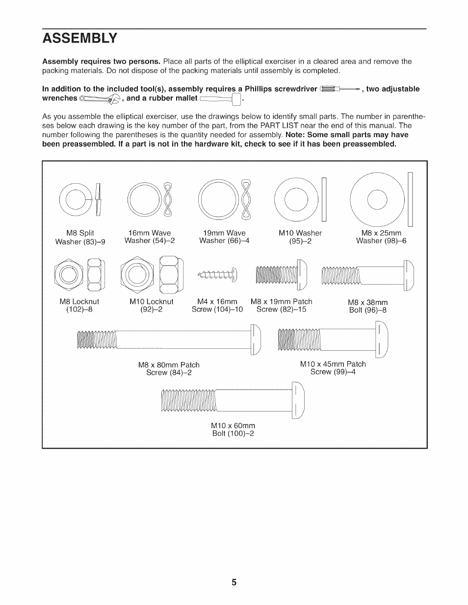 Assembly | NordicTrack NTEL07808.1 User Manual | Page 5 / 28