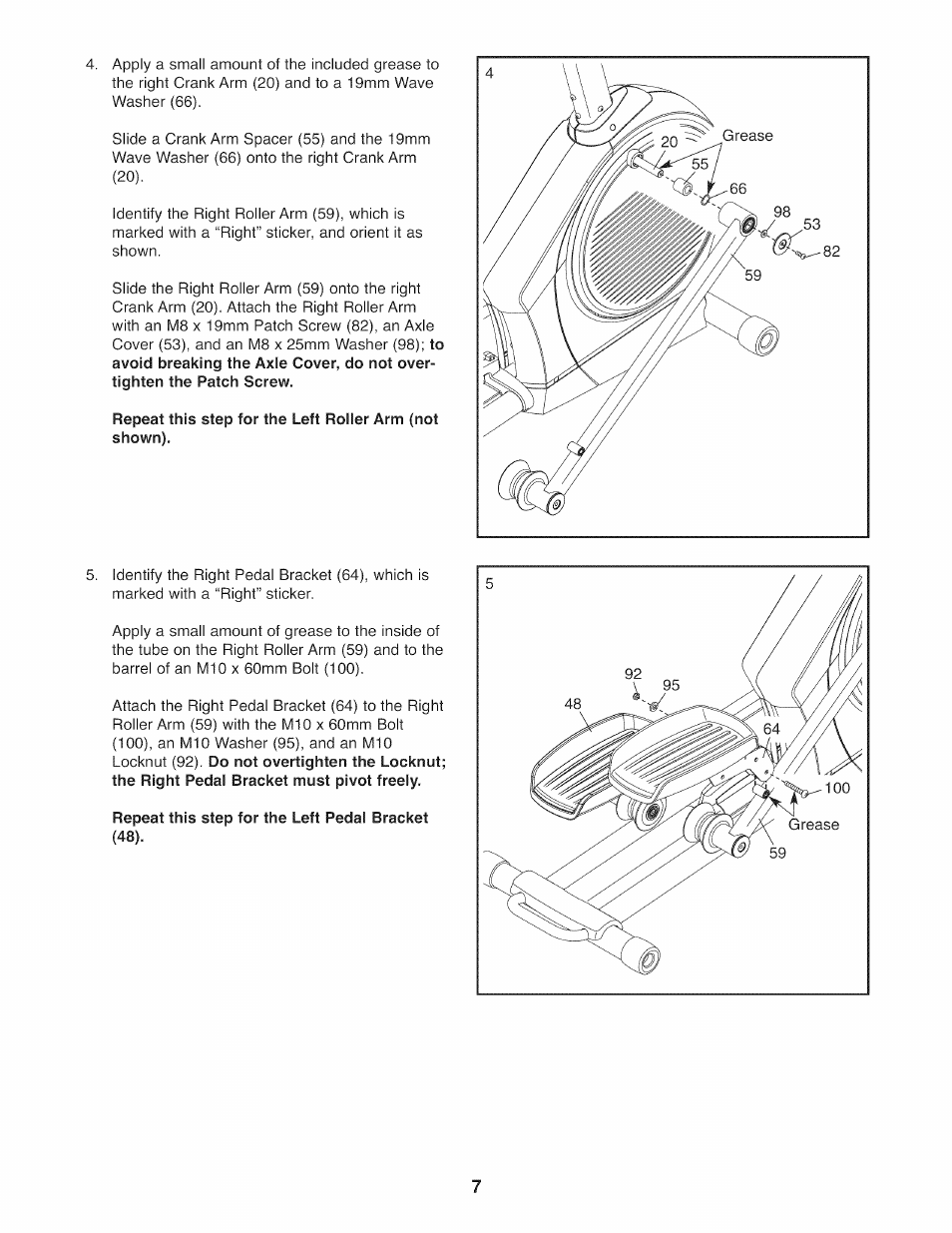 Repeat this step for the left pedal bracket | NordicTrack NTEL07808.1 User Manual | Page 7 / 28