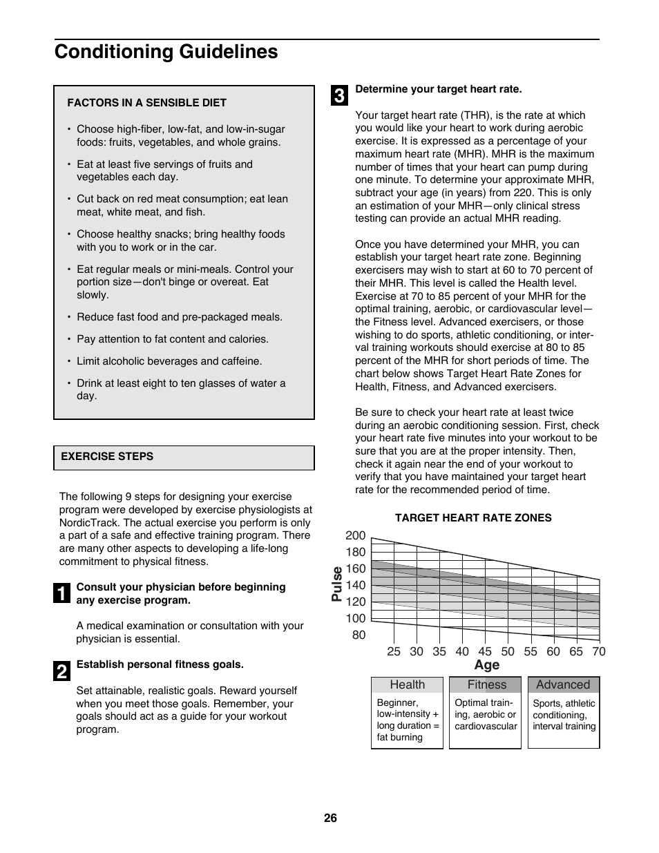 Conditioning guidelines | NordicTrack 2000 User Manual | Page 26 / 34