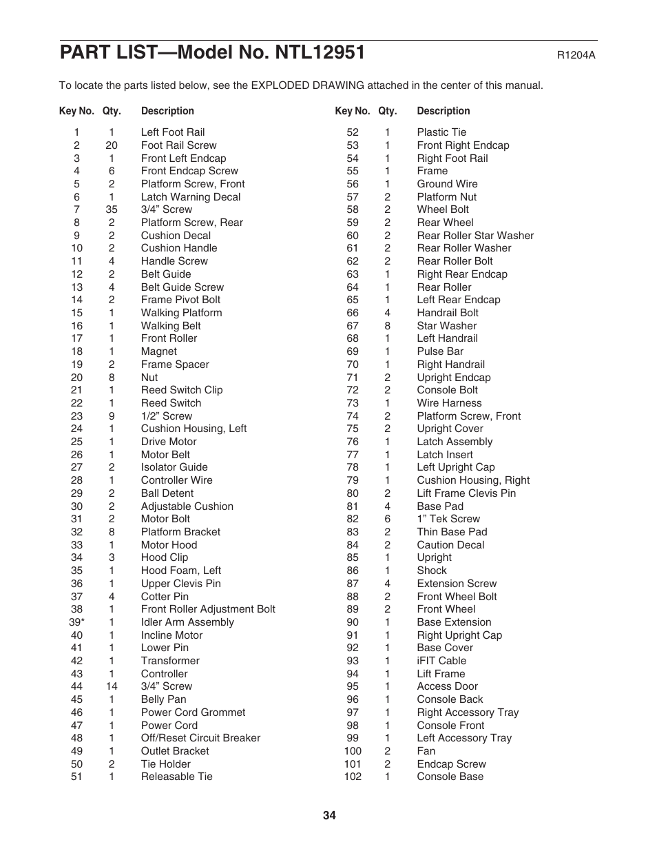 NordicTrack NTL12951 User Manual | Page 34 / 38