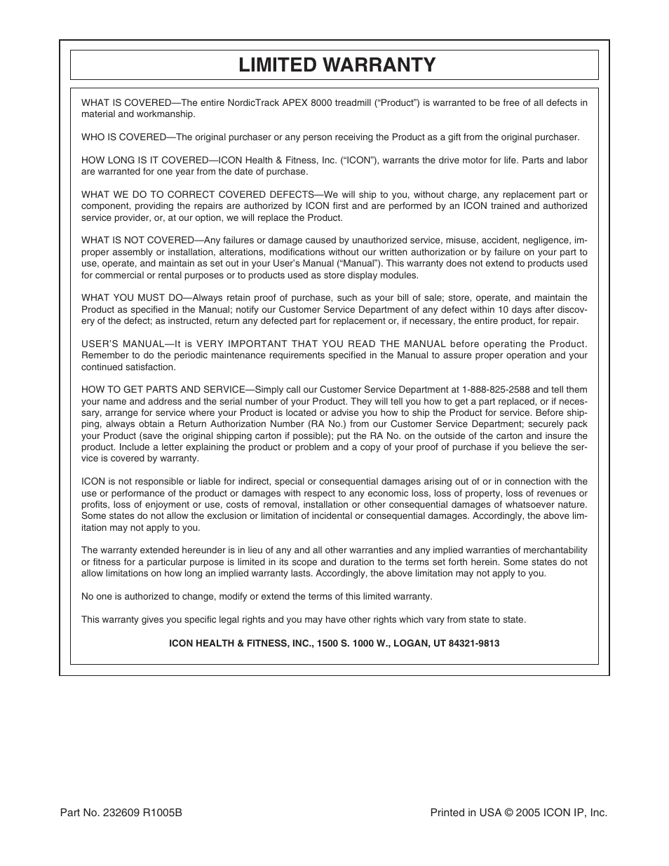 Limited warranty | NordicTrack NTL27005.0 User Manual | Page 34 / 34